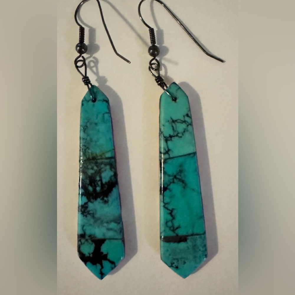 Turquoise and Rust Dangle Earrings